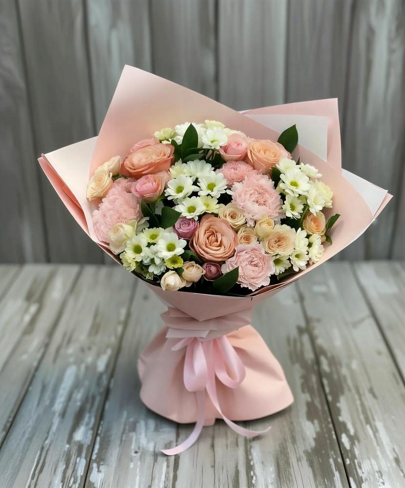 Букет цветов из: Гвоздики, Розы и Хризантемы в Виноградово