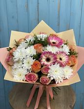 Букет цветов из:  Розы, Герберы и Хризантемы #REPLACE_PRED# Виноградово