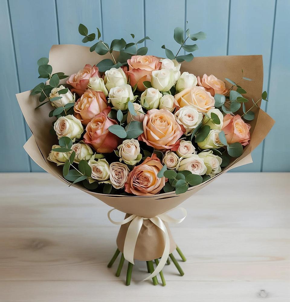 Букет цветов из: Альстромерии и Розы в Виноградово