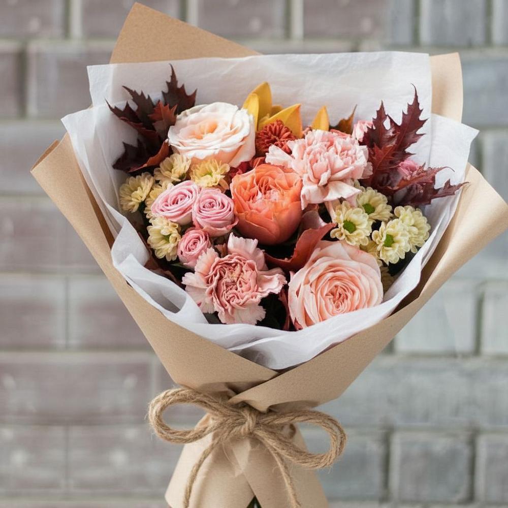 Букет цветов из: Гвоздики, Хризантемы и Розы в Виноградово