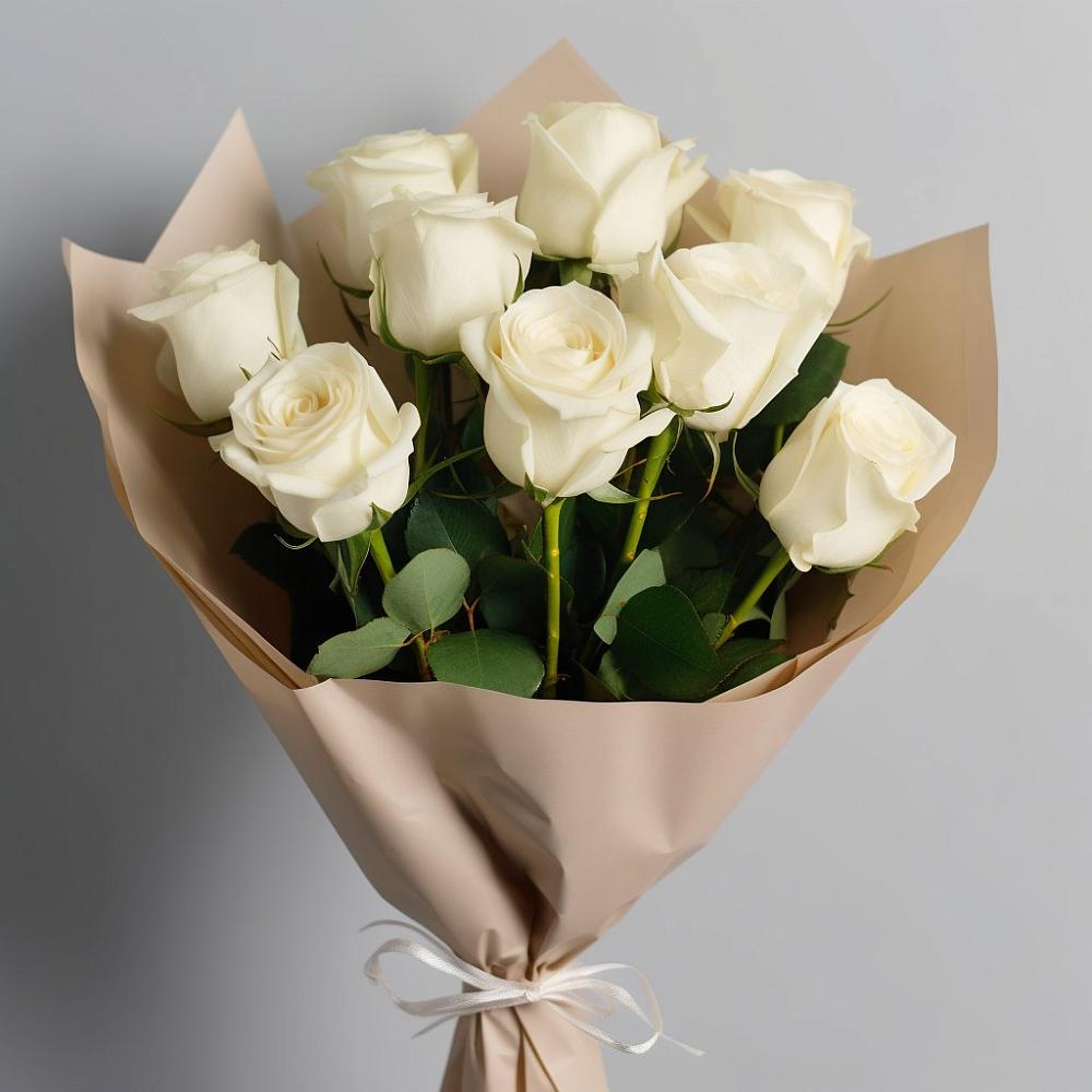 Букет 9 Белых роз Эдлесс Лав в Виноградово