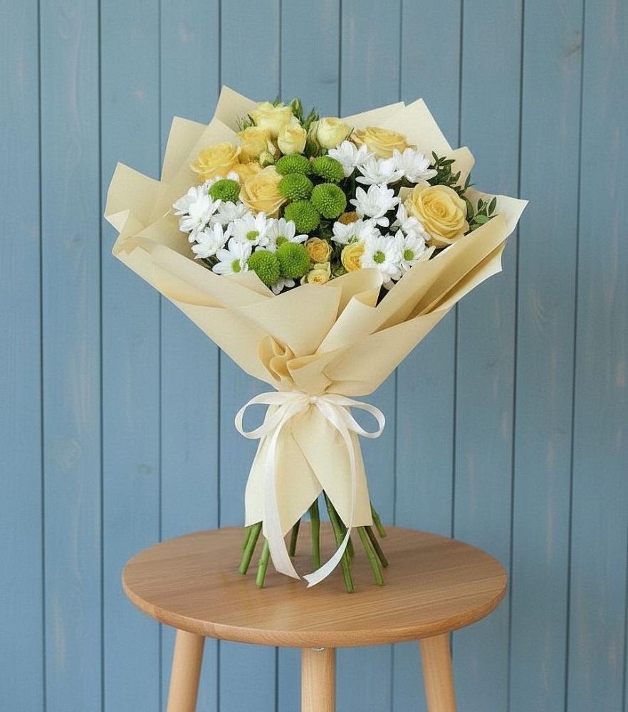 Букет цветов из: Хризантемы и Розы в Виноградово