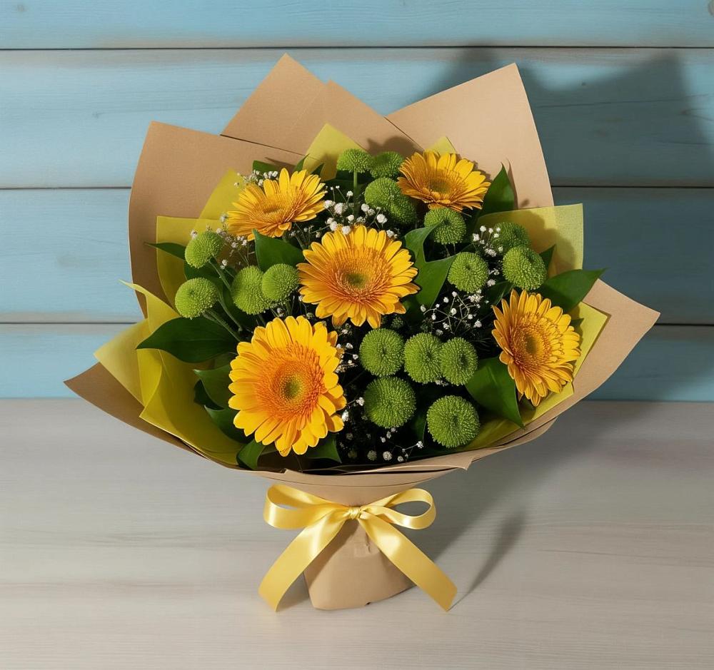 Букет цветов из: Герберы и Хризантемы в Виноградово