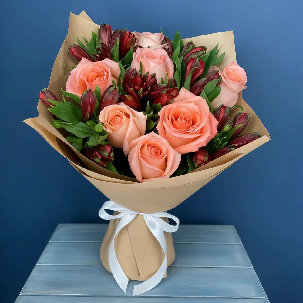 Букет цветов из: Розы и Альстромерии в Виноградово