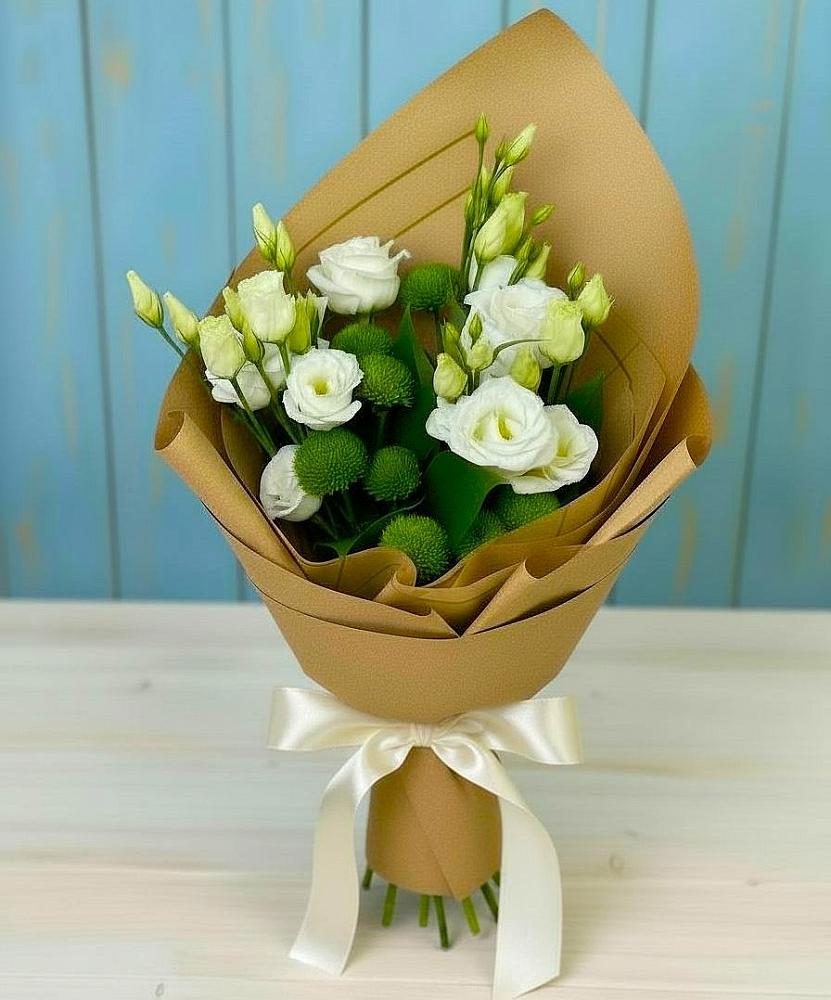 Букет цветов из: Хризантемы и Лизиантусы в Виноградово