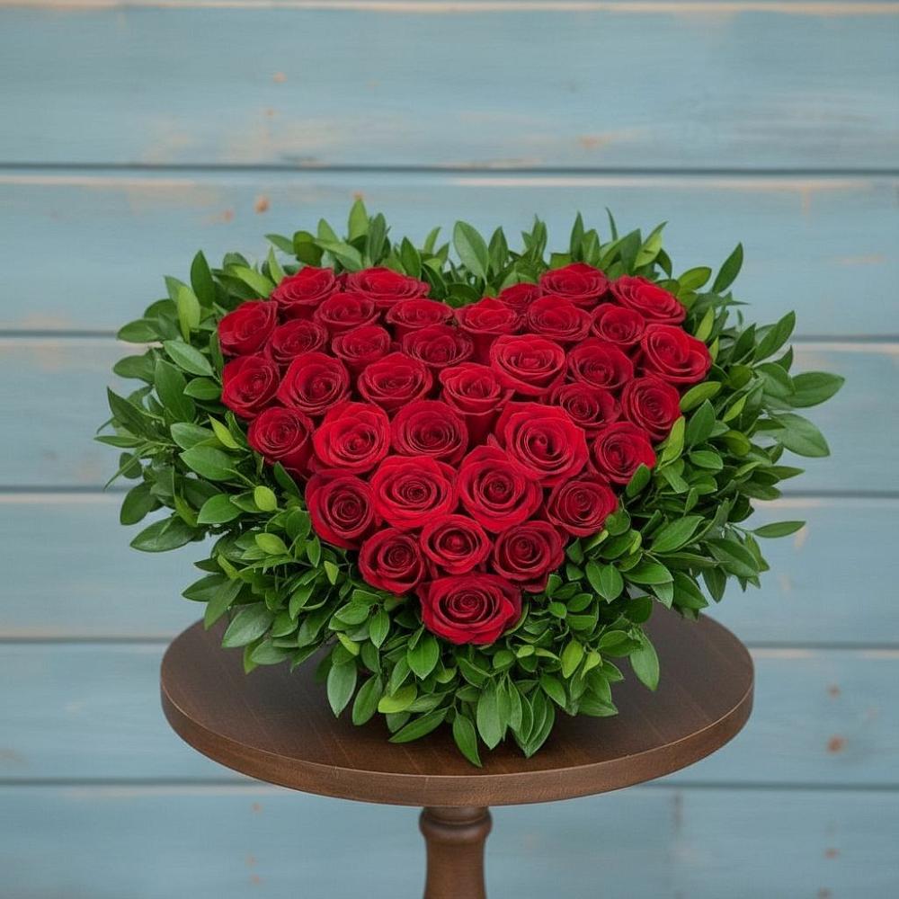 Цветочная композиция из Розы в виде сердца в Виноградово