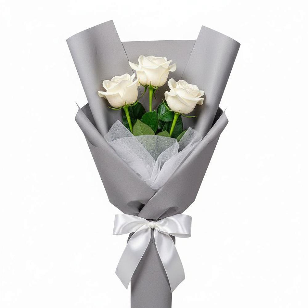 Букет 3 белые розы в Виноградово