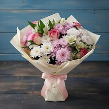 Букет цветов из:  Хризантемы, Альстромерии и Розы #REPLACE_PRED# Виноградово