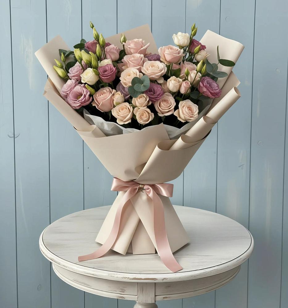 Букет цветов из: Розы и Лизиантусы в Виноградово