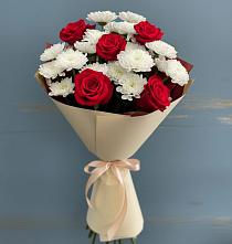 Букет цветов из:  Розы и Хризантемы в Виноградово