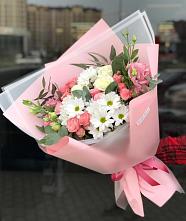 Букет цветов из:  Розы, Лизиантусы и Хризантемы в Виноградово