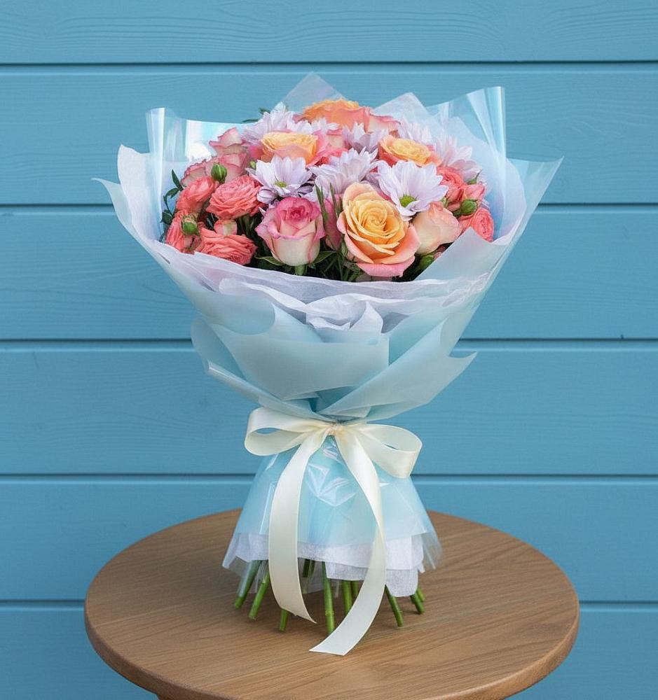 Букет цветов из: Хризантемы и Розы в Виноградово