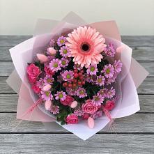 Букет цветов из:  Розы, Герберы и Хризантемы в Виноградово
