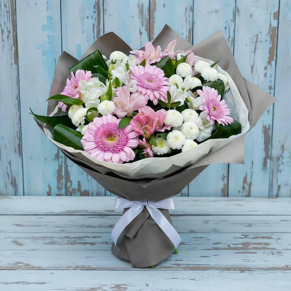 Букет цветов из: Герберы, Альстромерии и Хризантемы в Виноградово