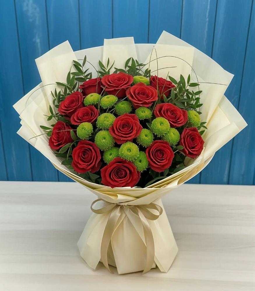 Букет цветов из: Розы и Хризантемы в Виноградово