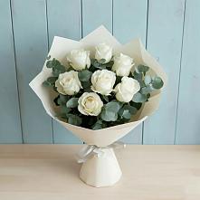 Букет Белые розы в Эвкалипте в Виноградово