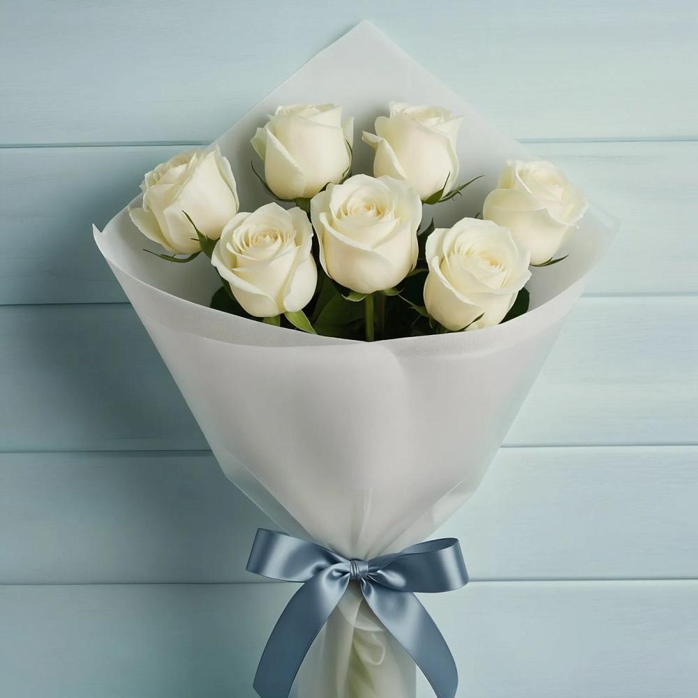 Букет 7 Белых роз Эдлесс Лав в Виноградово